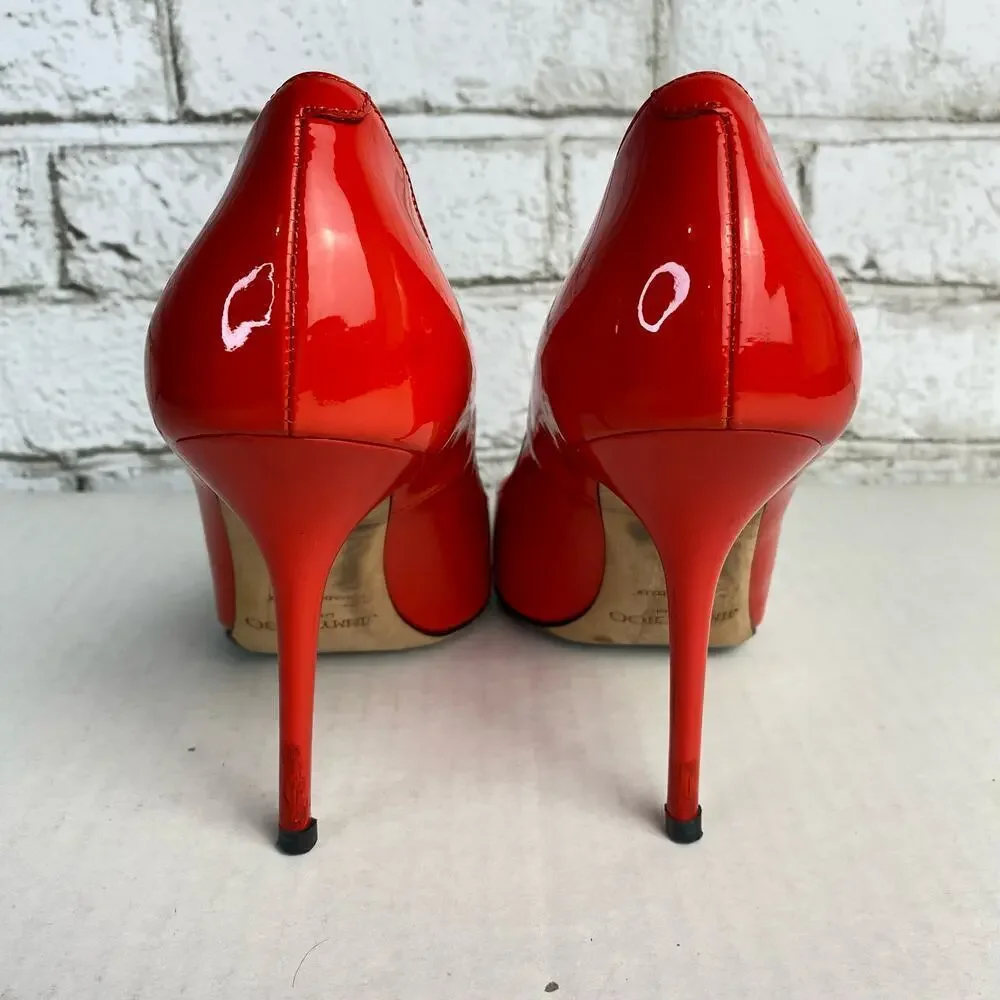 Jimmy Choo Heels Pumps Point Toe Stiletto Shoes Patent Leather Red 38 8 - Picture 6 of 15
